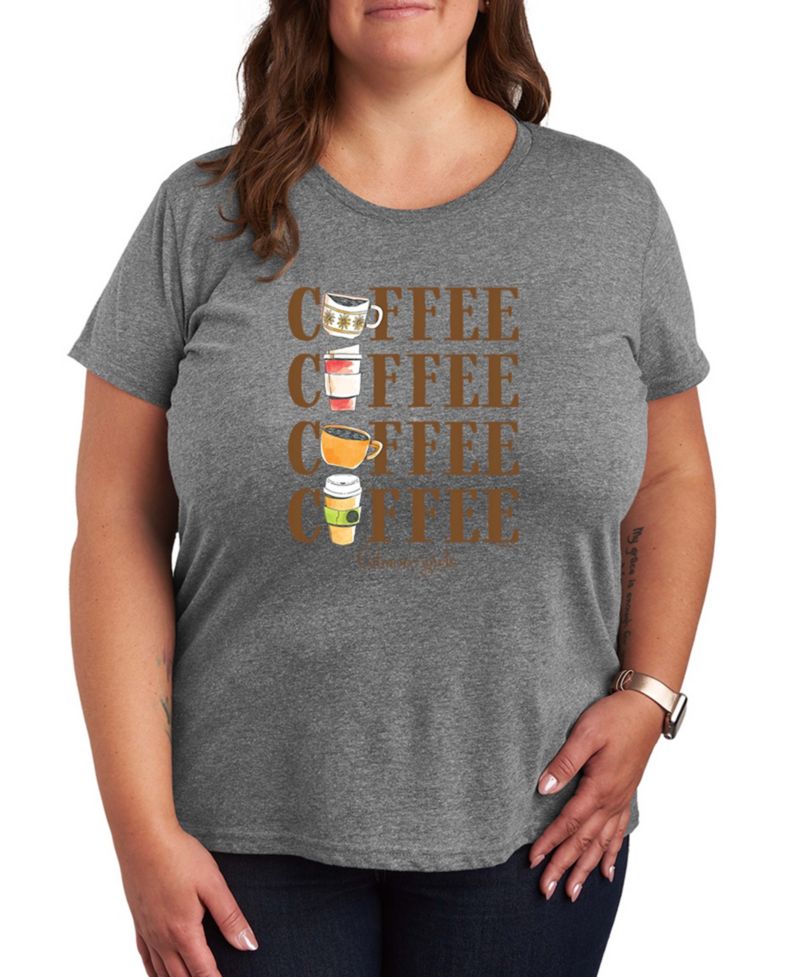 Plus Size Gilmore Girls Coffee Repeated Short-Sleeve Graphic T-Shirt