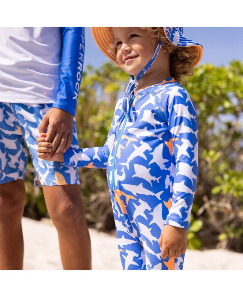 Baby Boys Shark Squad LS Sunsuit