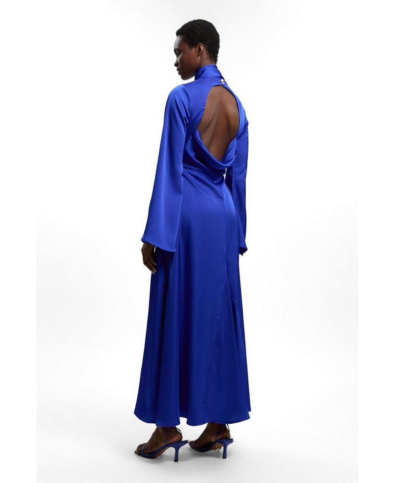 Women's High Neck Long Sleeve Maxi Dress