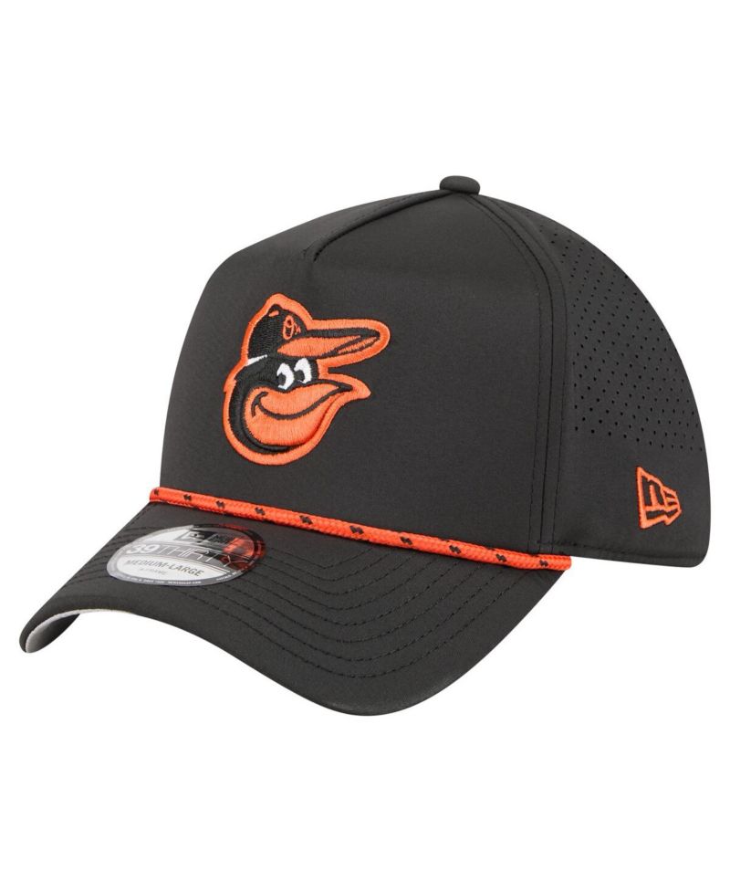 Men's Black Baltimore Orioles 39THIRTY A-Frame Perforated Flex Hat