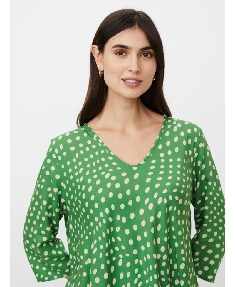 Women's MaKatacia V-Neck 3/4-Sleeve Polka-Dot Blouse