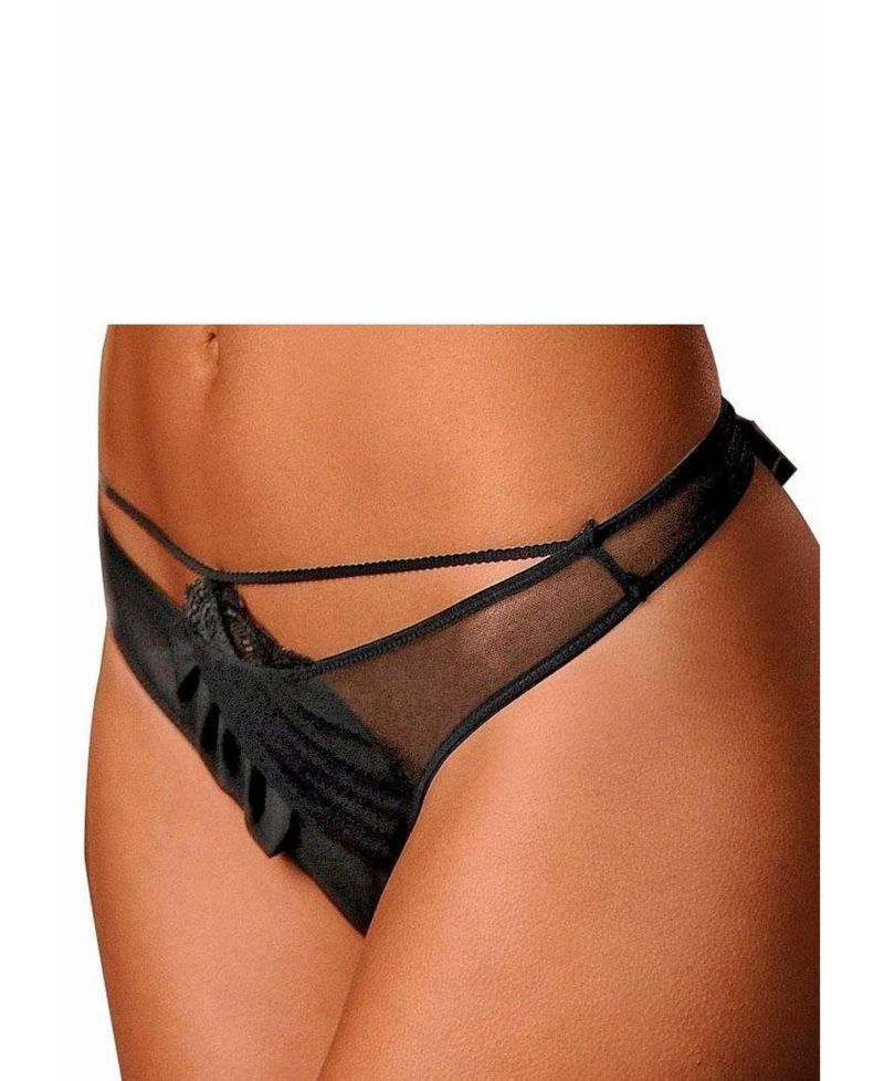 Women's Sheer Panty Lace Low-Rise Minimal-Coverage Thong Underwear