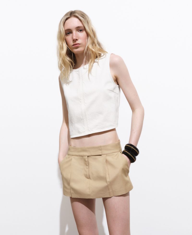 Women's Buckle Closure Denim Crop Top