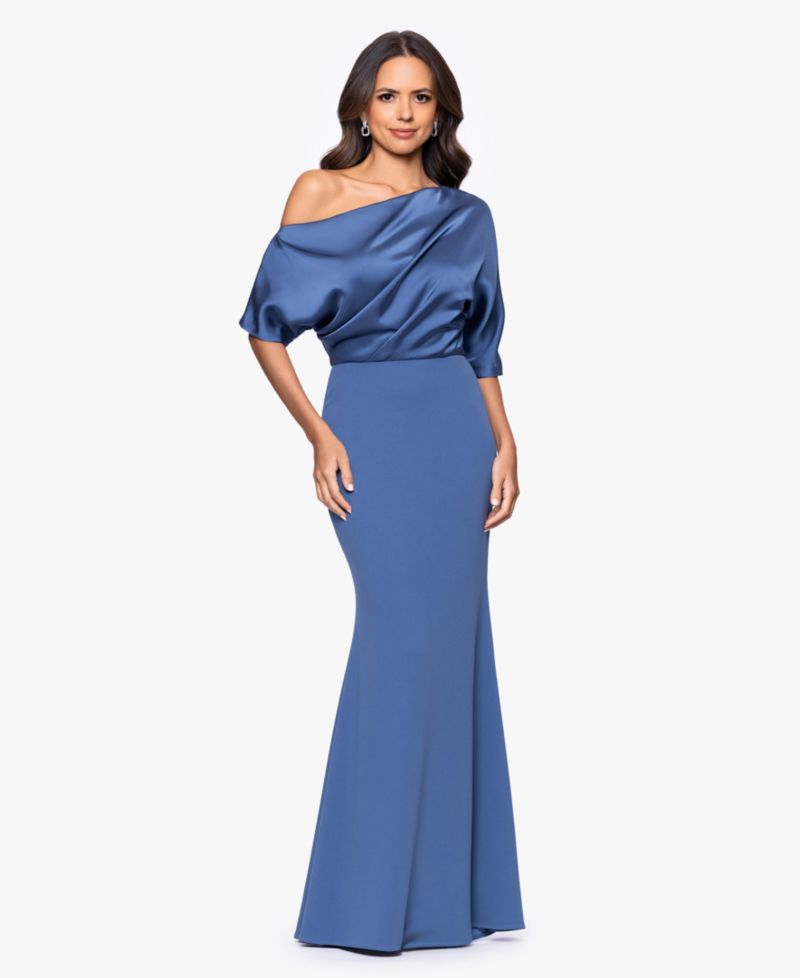 Plus Size Asymmetrical Neck Long Dress