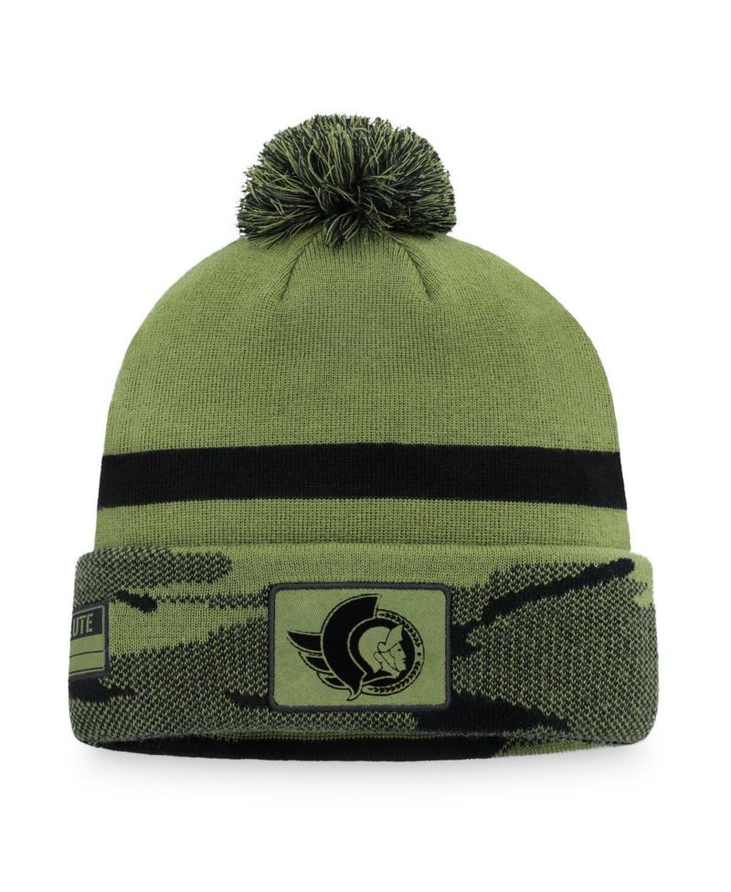 Men's Camo Ottawa Senators Military-Inspired Appreciation Cuffed Knit Hat with Pom