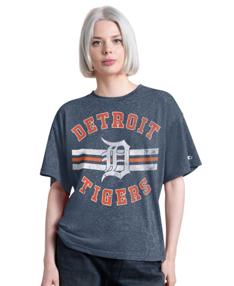 Women's Navy Detroit Tigers Jump Shot Boyfriend Tri-Blend T-Shirt