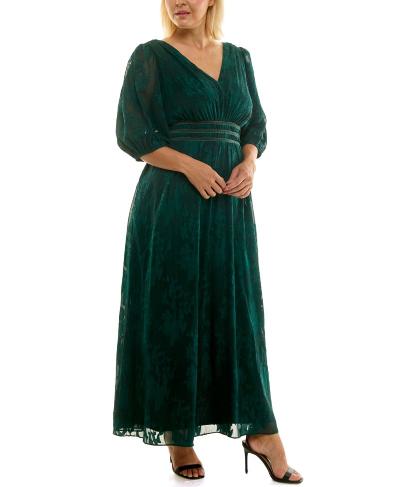 Plus Size Jacquard Chiffon Maxi Dress