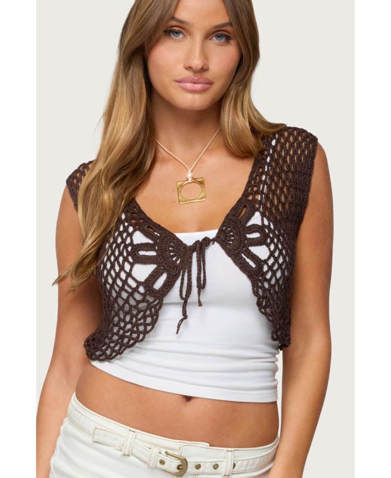 Women's Kelcie Tie Front Crochet Shrug