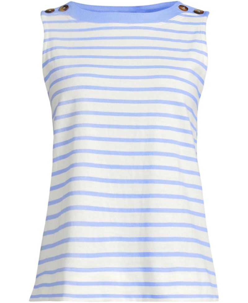 Women's Plus Size Mariner Button Shoulder Tank