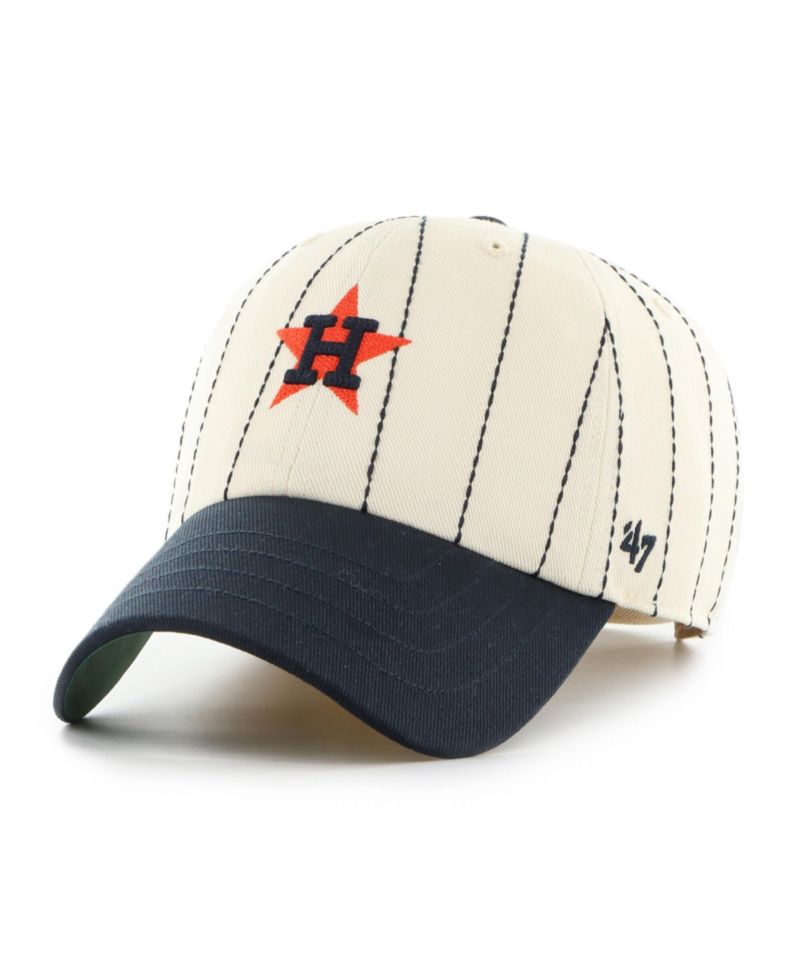 47 Brand Men's 'x Rawlings Natural/Navy Houston Astros Pinstripe Clean Up Adjustable Hat