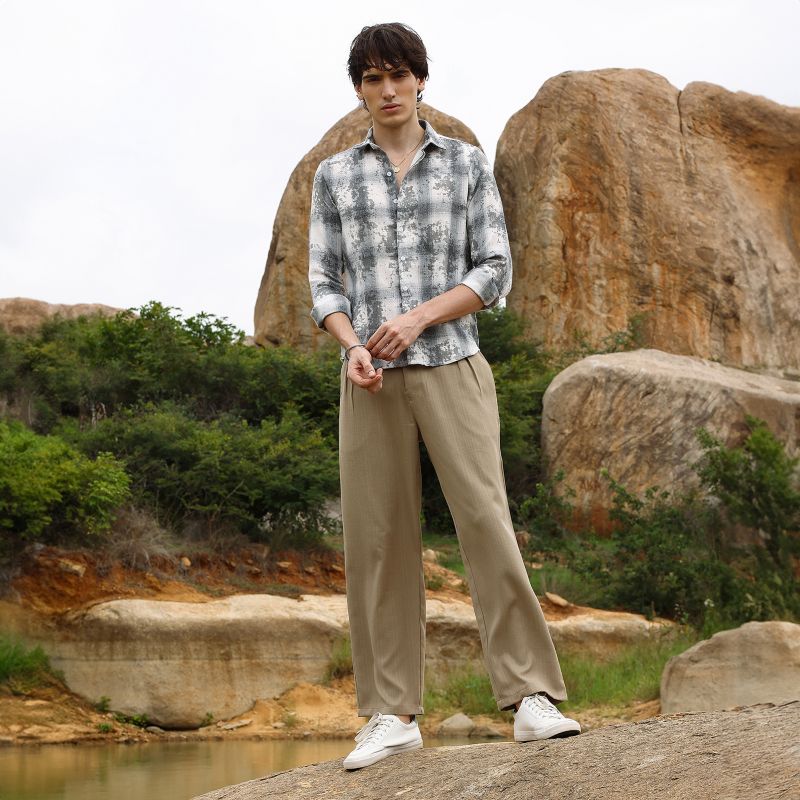 Men's Moon Grey Splash Check Shirt