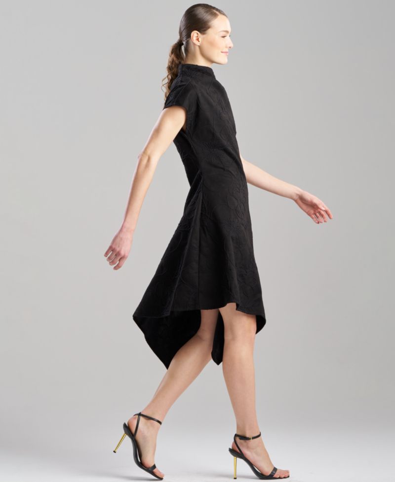 Women's Embroidered Asymmetrical-Hem Faux Suede Dress