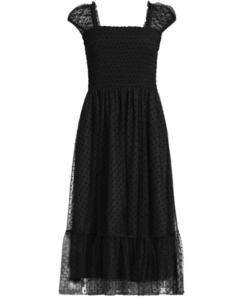 Women's Flocked Chiffon Midi Dress