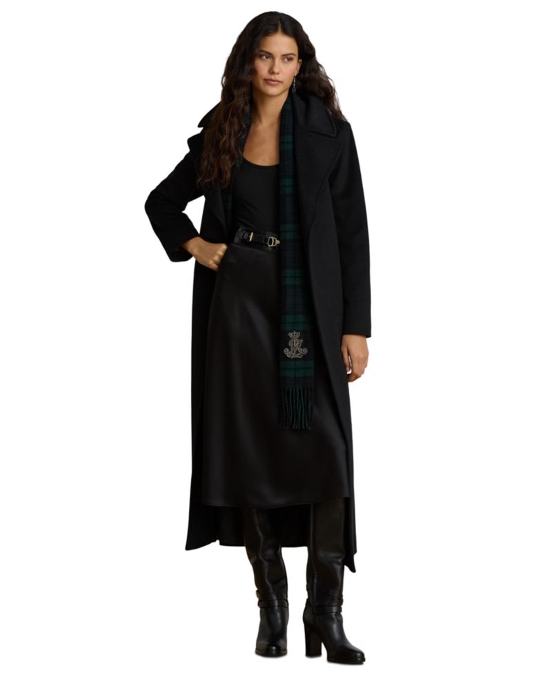 Women's Wool-Blend Notch-Collar Belted Wrap Coat