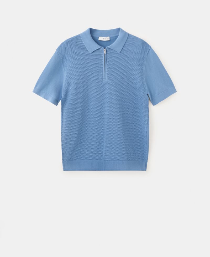 Men's Zipper Knitted Polo Shirt