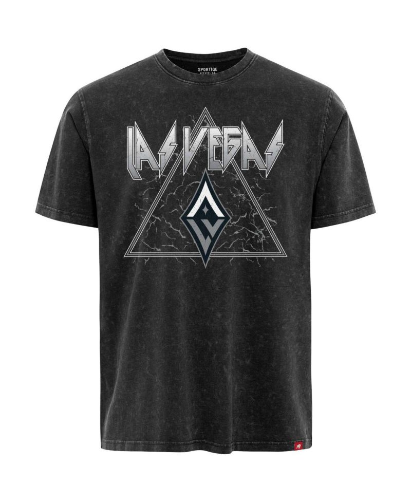 Men's and Women's Black Las Vegas Aces Rock Roll Collection Angus Mineral Wash Premium T-Shirt