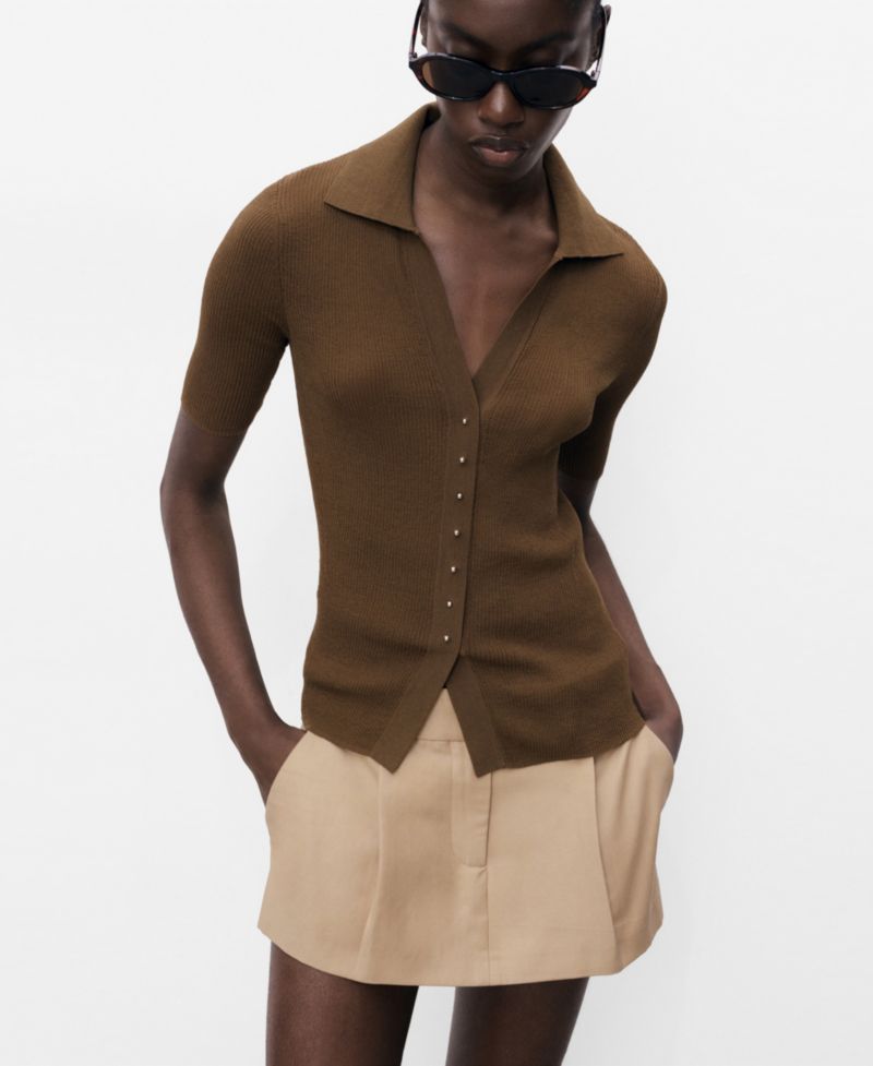Women's Ribbed Polo Neck Sweater