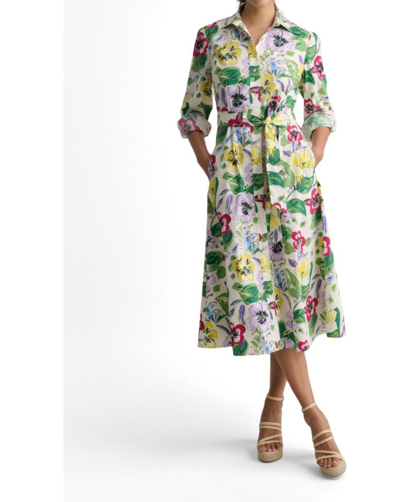 Women's Stretch Cotton Floral Mariah Shirt Dress
