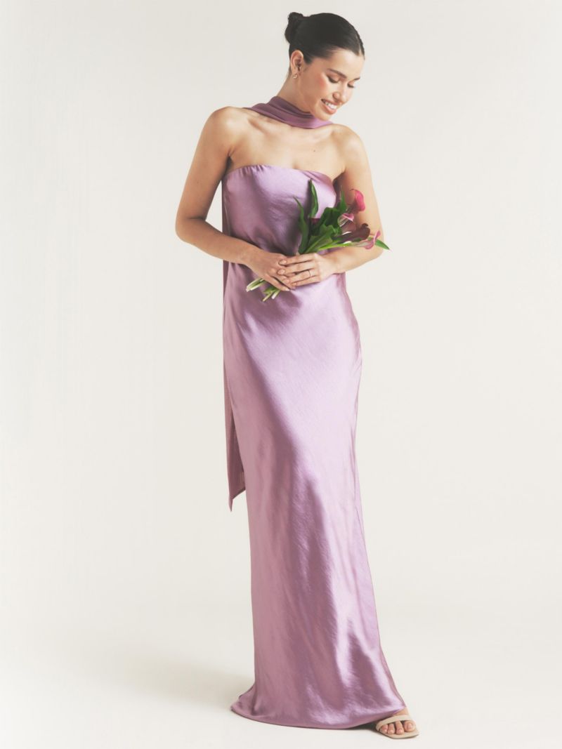 Women's Bandeau Satin Bridesmaid Dress