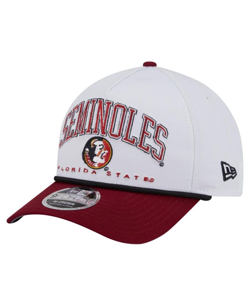 Men's White/Garnet Florida State Seminoles Arch Two-Tone Rope 9FORTY A-Frame M-Crown Adjustable Hat