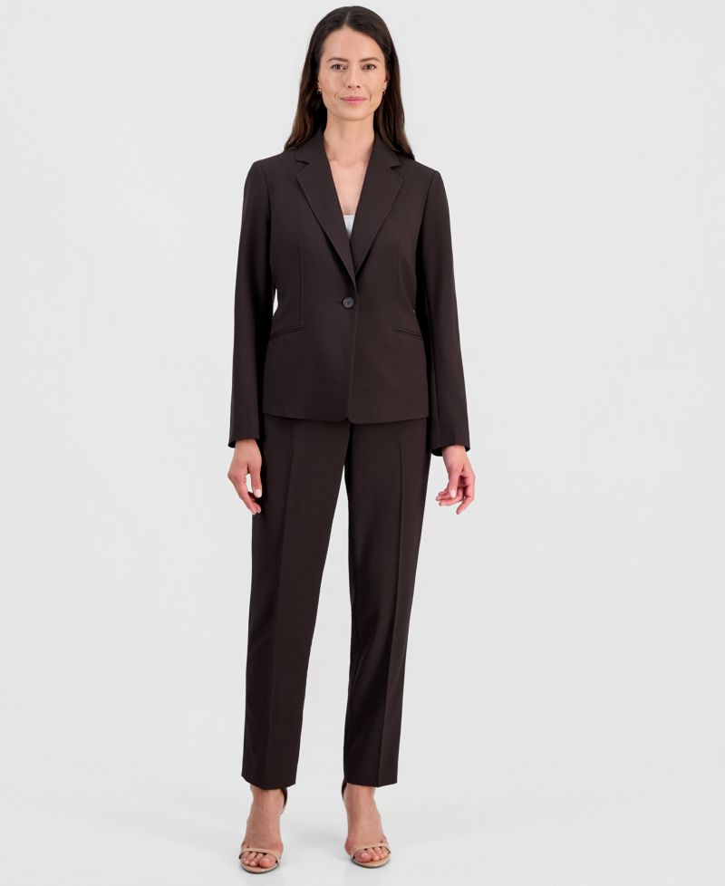 Women's One-Button Notch-Collar Jacket & Fly-Front Slim Pants Suit