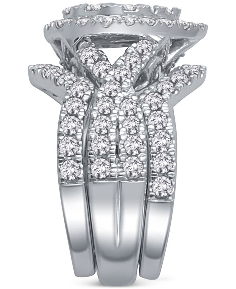 3-Pc. Diamond Pear Cluster Bridal Set (2 ct. t.w.) in 14k White Gold