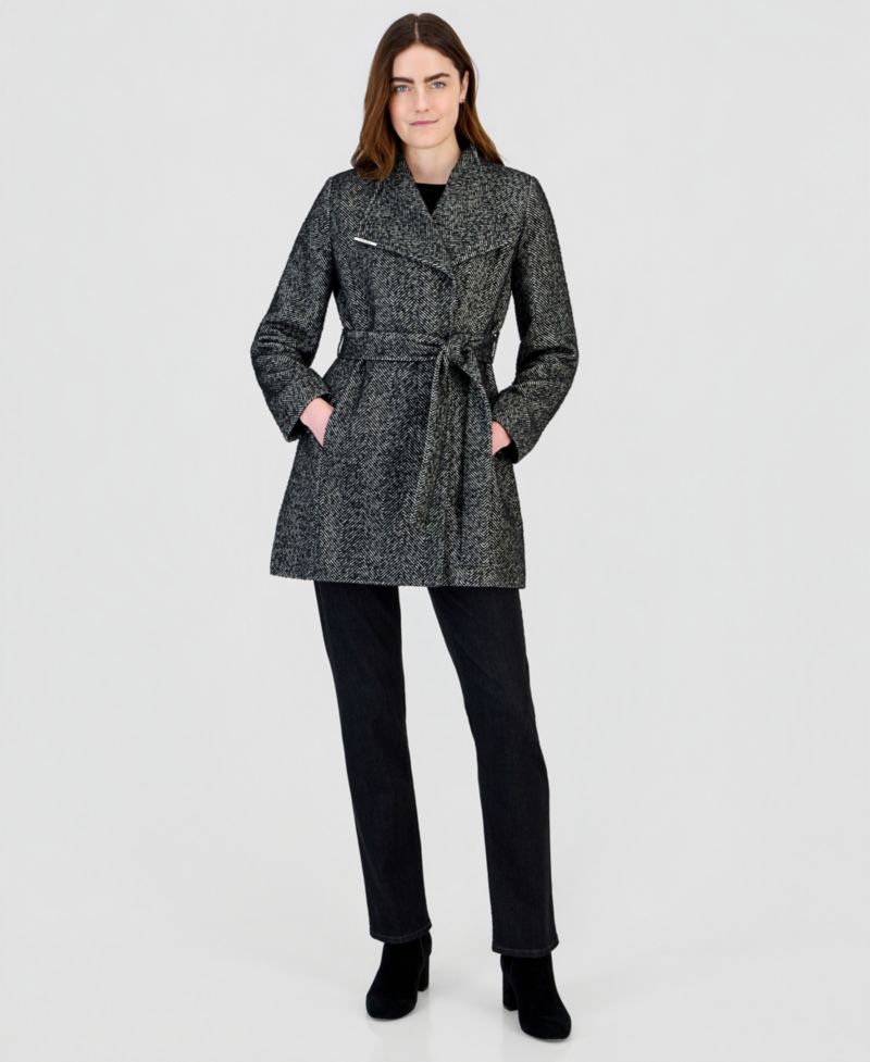 Women's Wing Collar Belted Wrap Coat