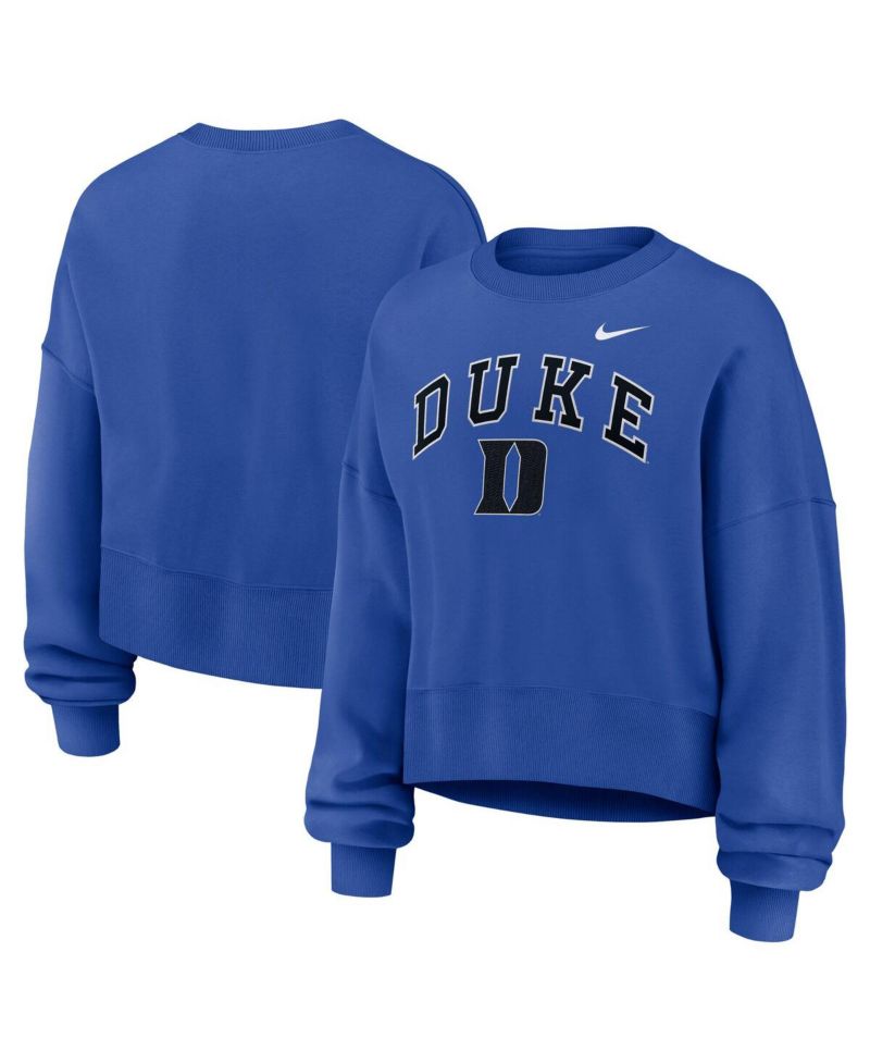 Women's Royal Duke Blue Devils Oversized Phoenix Arch Pullover Sweatshirt