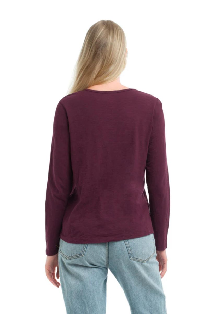 Women's U Neck Button Placket Tee