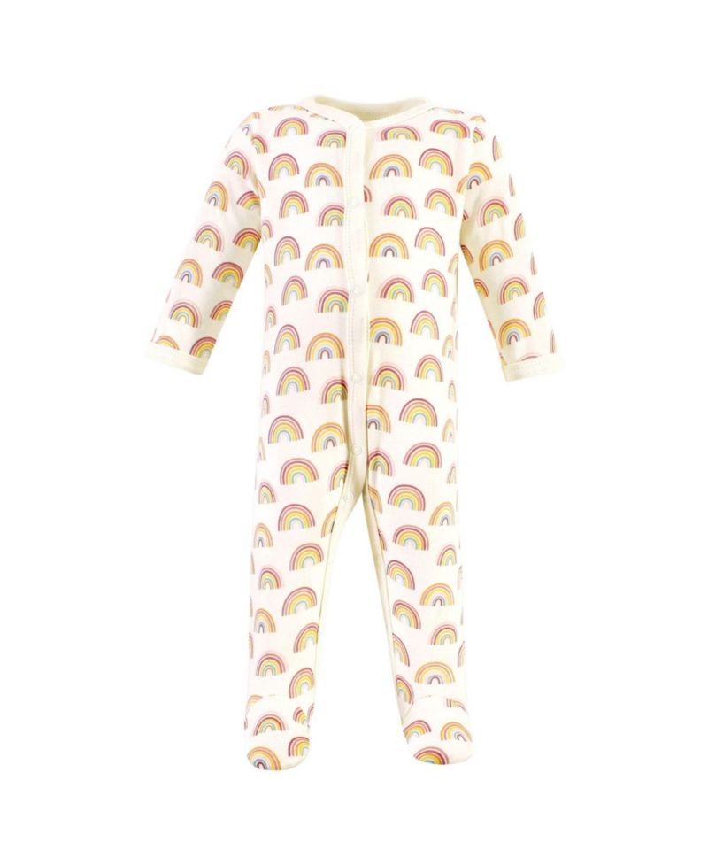 Baby Girls Hudson 0M-9M Cotton Sleep and Play 3-Pack, Sunshine And Rainbows