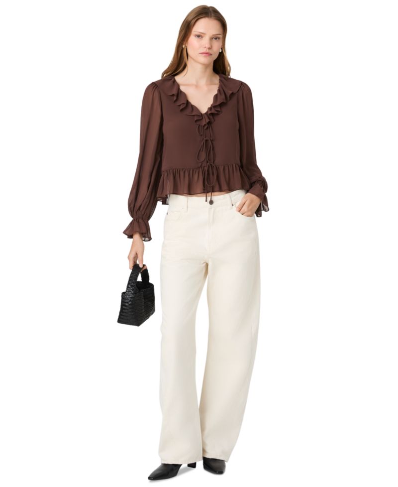 Women's Marina Long-Sleeve V-Neck Tie-Front Blouse