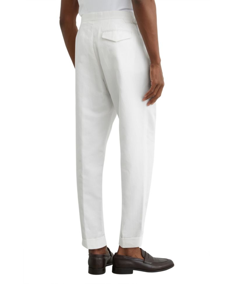 Men's Com Pleated Linen-Blend Tapered Trousers Pants