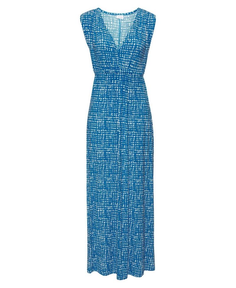 Women's Printed A-Line V-Neck Empire-Waist Maxi Dress