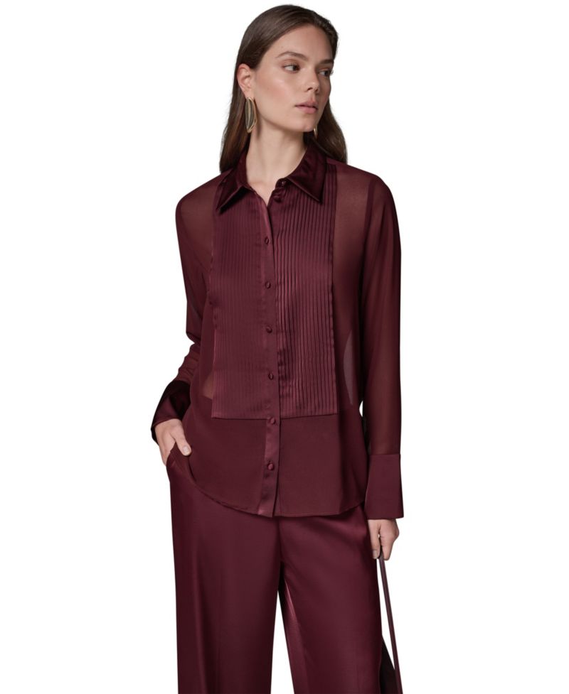 Women's Long-Sleeve Sheer Blouse