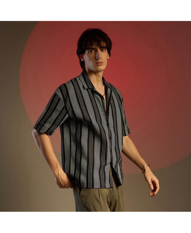 Men's Woven Striped Oversized Shirt