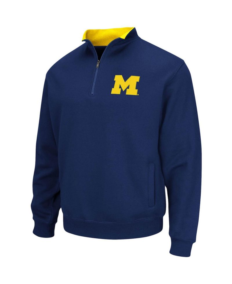 Men's Navy Michigan Wolverines Big and Tall Tortugas Quarter-Zip Jacket