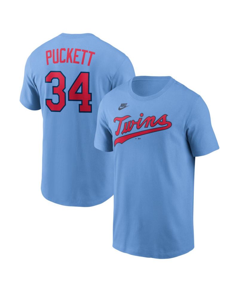 Men's Kirby Puckett Light Blue Minnesota Twins Cooperstown Collection Name & Number T-Shirt