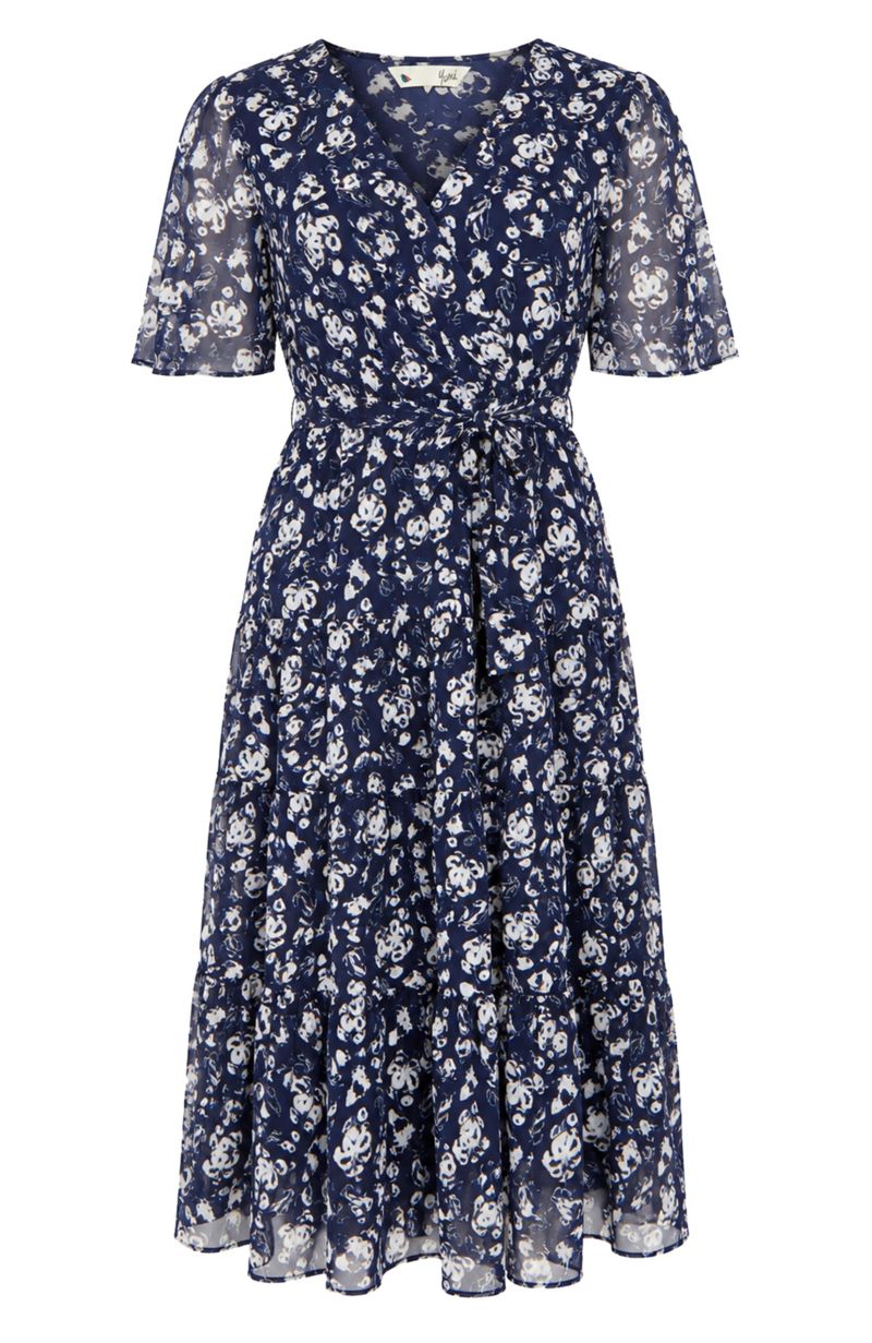 Women's Floral Mesh Wrap Dress