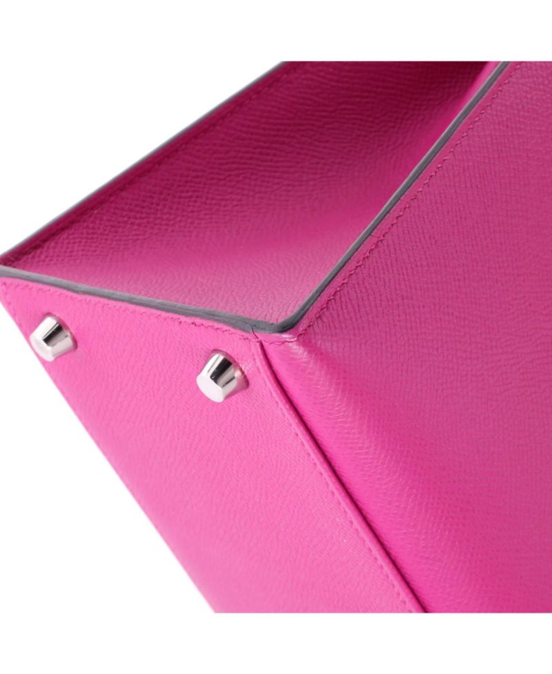 Kelly 28 Handbag Pink Epsom with Palladium Hardware