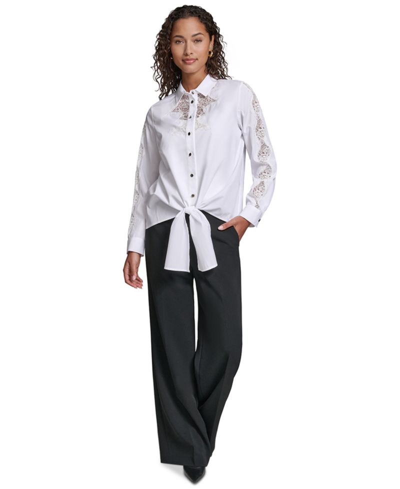 Women's Cotton Poplin Button-Front Blouse