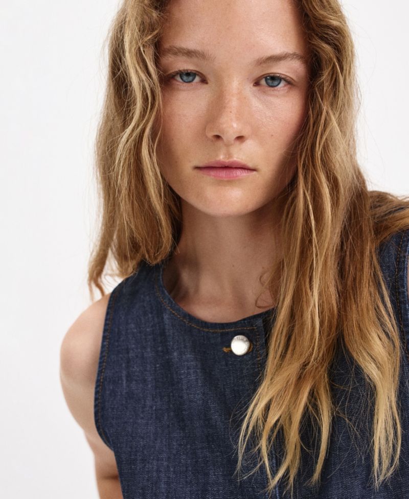 Women's Buttoned Denim Vest