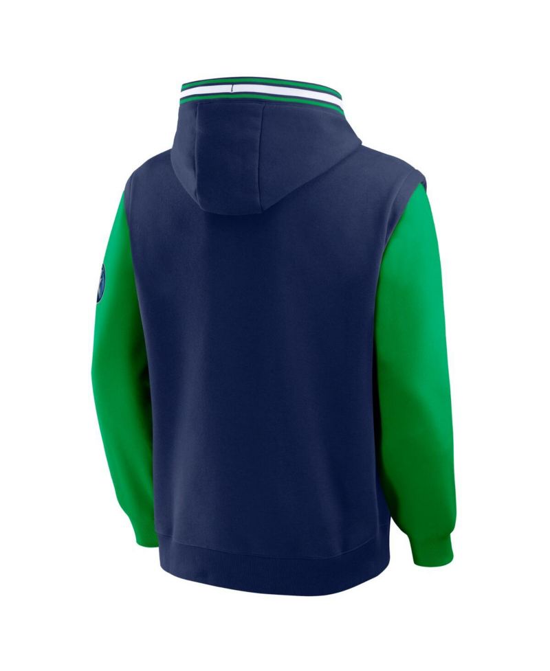 Men's Navy/Green Minnesota Timberwolves Half Court Shot Clock Fastbreak Hoodie