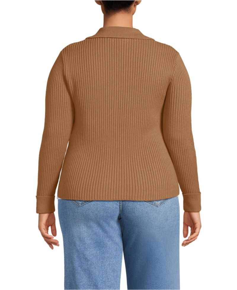 Women's Plus Size Drifter Ribbed Collared Blazer Sweater
