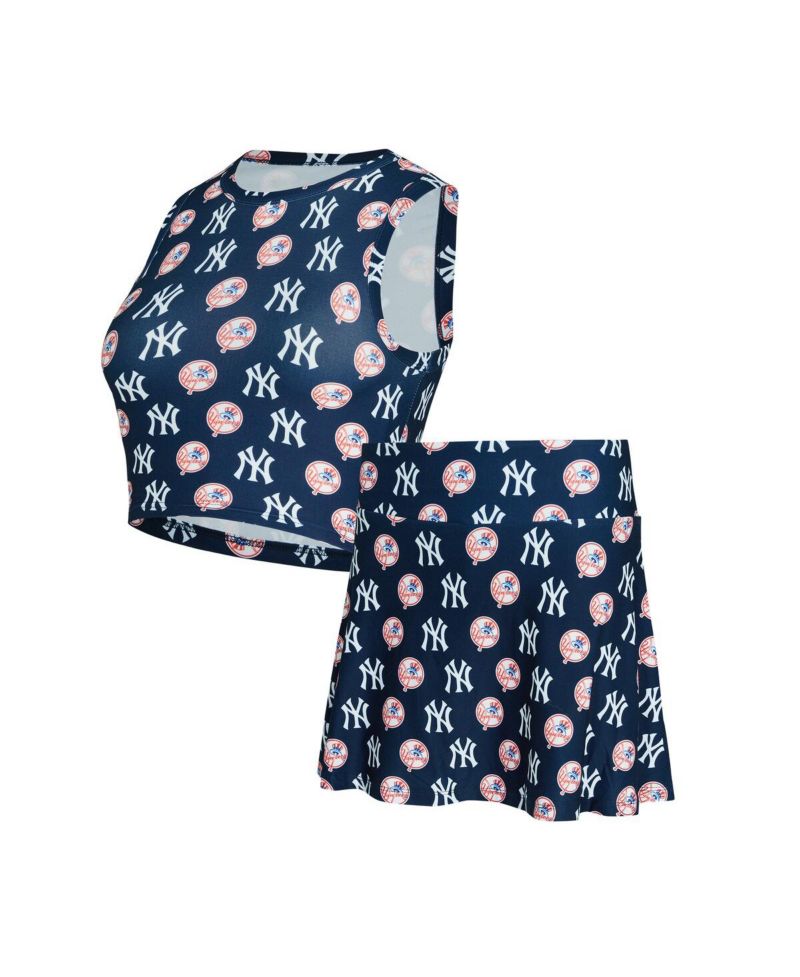 Women's Navy New York Yankees Knit Tank Top and Skort Set