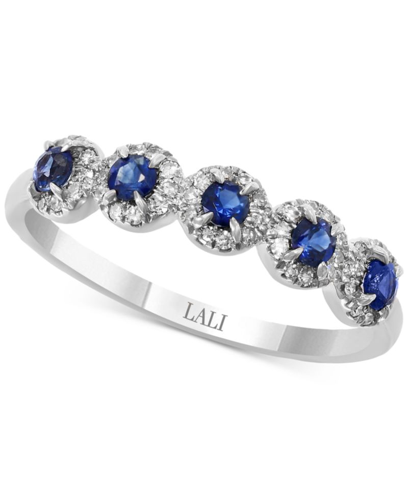 Sapphire (1/3 ct. t.w.) & Diamond (1/6 ct. t.w.) Cluster Band in 14k Rose Gold (Also Available in Ruby, Emerald, or Multistone)