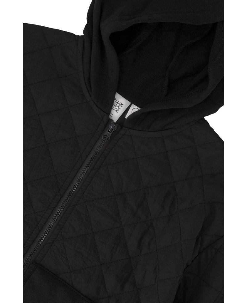 Boy's (6-12) Full Zip Hooded Bi-Material Cardigan