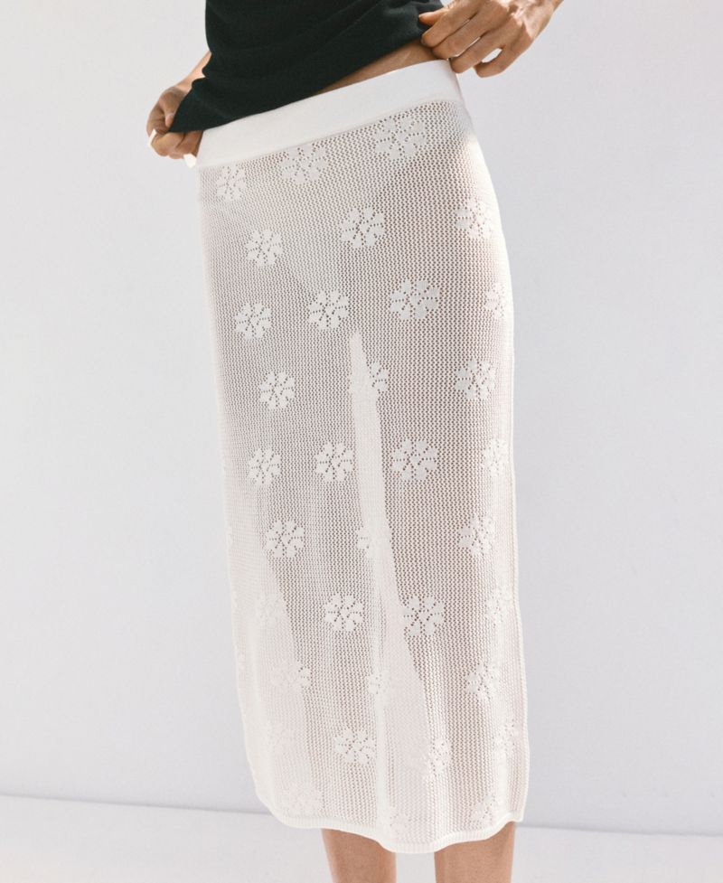 Women's Floral Crochet Midi Skirt