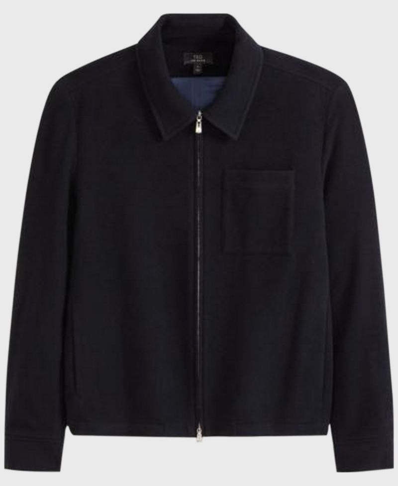 Men's Wool-Blend Zip-Front Point Collar Jacket