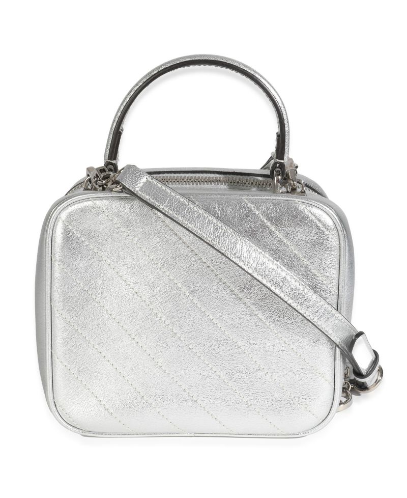 Silver Metallic Sakai Be Green Calfskin Diagonal Stitched Blondie Top Hand