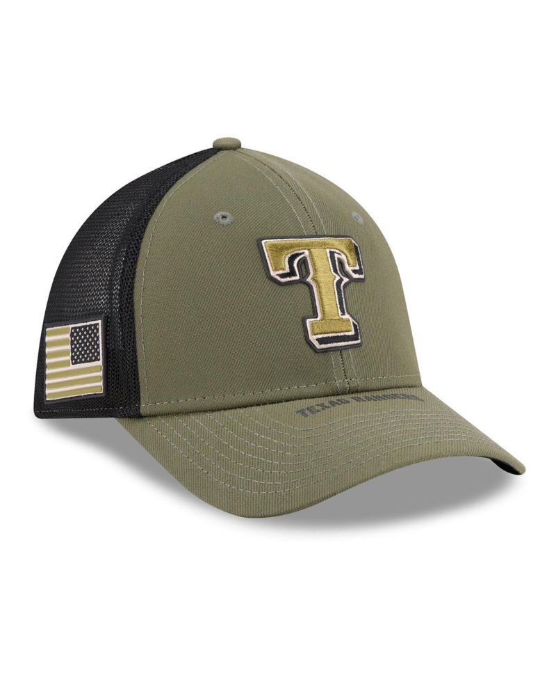 Men's Olive Texas Rangers 2026 Armed Forces Day 39THIRTY M-Crown Flex Hat